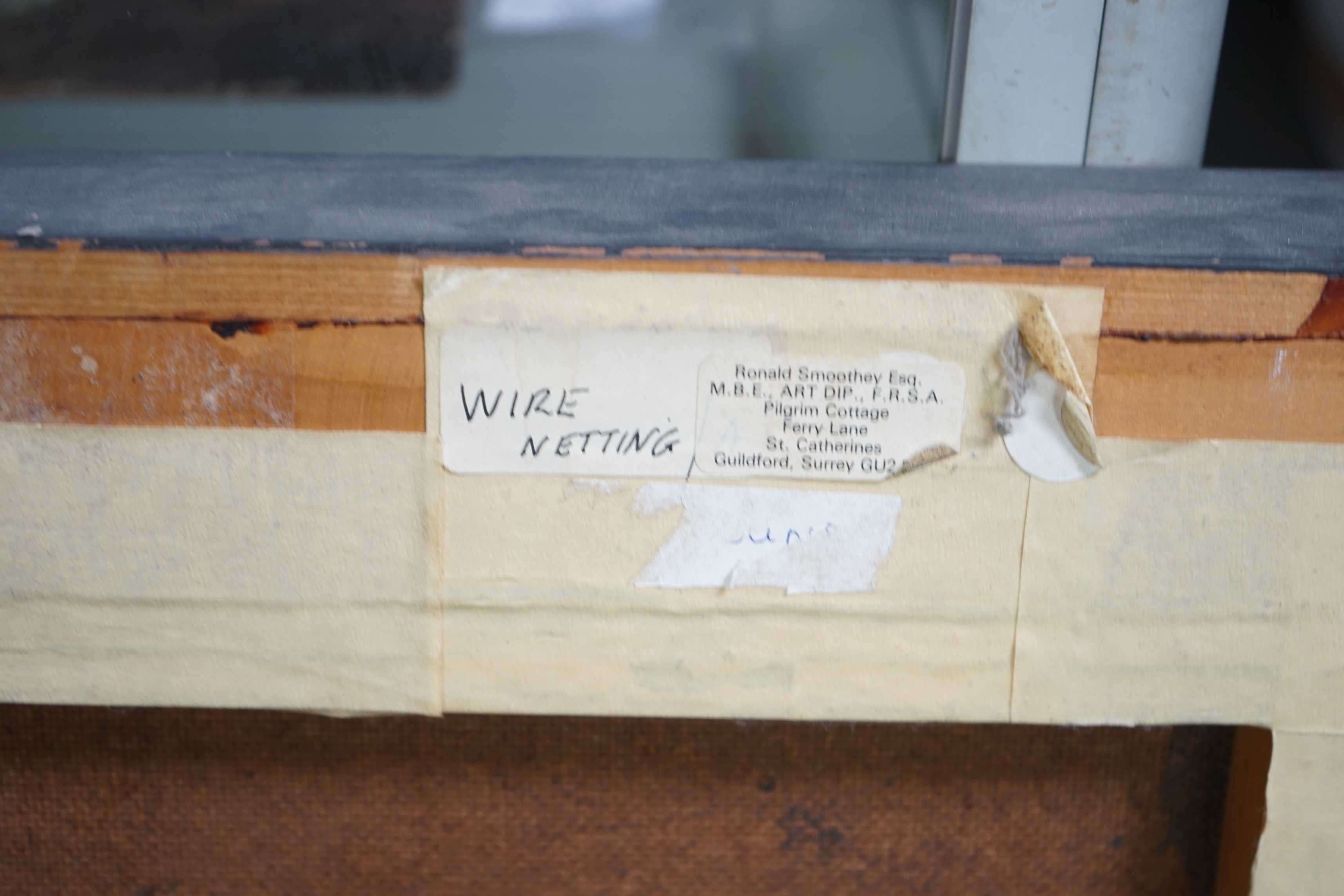 Ronald Smoothey (1914-1996), Contemporary oil on board, 'Wire Netting', signed, details verso, 60 x 46cm. Condition - good
